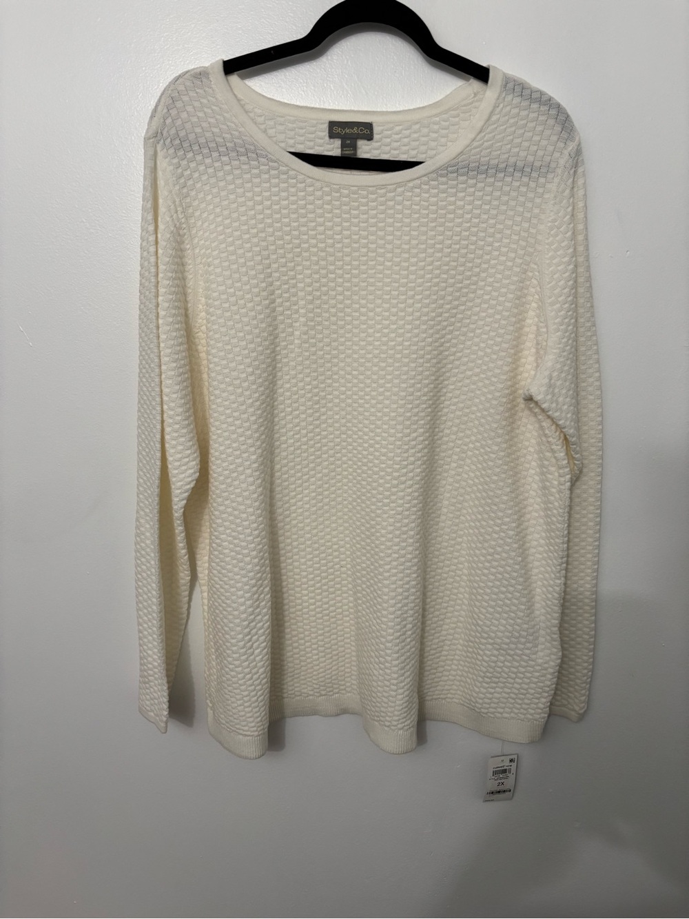 Style & Co. Women's Cream Textured Knit Sweater